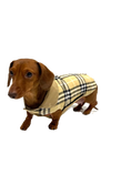 Load image into Gallery viewer, Sausage Dog Box Dachshund Reversible Plaid Coat Beige
