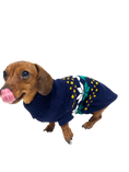 Load image into Gallery viewer, CLEARANCE - Sausage Dog Box Dachshund Navy & Green Leaf Jumper