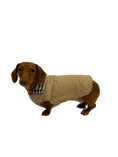 Load image into Gallery viewer, Sausage Dog Box Dachshund Reversible Plaid Coat Beige
