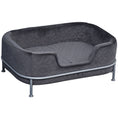 Load image into Gallery viewer, Sausage Dog Box, Dachshund Amity Grey/Silver Luxury Velvet Dog Bed Sofa