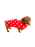 Load image into Gallery viewer, Sausage Dog Box Designer Red Polka Dot 'Minnie' Fleece Coat