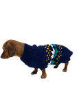 Load image into Gallery viewer, CLEARANCE - Sausage Dog Box Dachshund Navy & Green Leaf Jumper