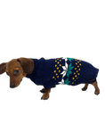 Load image into Gallery viewer, CLEARANCE - Sausage Dog Box Dachshund Navy & Green Leaf Jumper