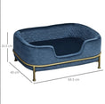 Load image into Gallery viewer, Sausage Dog Box, Dachshund Amity Blue/Gold Luxury Velvet Dog Bed Sofa