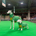 Load image into Gallery viewer, Champion Pup DoxieDri waterproof dachshund harness fleece showcased at Crufts dog show.