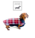 Load image into Gallery viewer, Dachshund Coat Reversible Plaid Red Sausage Dog Jacket