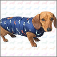 Load image into Gallery viewer, Sausage Dog Box Dachshund Navy Print Fleece Puffer Coat