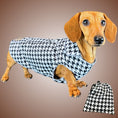 Load image into Gallery viewer, Houndstooth 'Dach-A-Mac' Dachshund Rain Mac In Bag Sausage Dog Box Folda