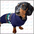 Load image into Gallery viewer, CLEARANCE - Sausage Dog Box Dachshund Navy & Green Leaf Jumper