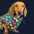 Load image into Gallery viewer, Navy Thermal Dachshund Puffer Coat With Inbuilt Harness Balloon Sausage Dog