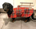 Load image into Gallery viewer, Sausage Dog Box Designer Fleece Waterproof 'Tartan' Dachshund Coat