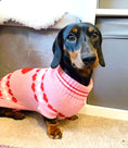 Load image into Gallery viewer, Sausage Dog Box Dachshund ‘Be Mine’ Love Heart Pink Jumper