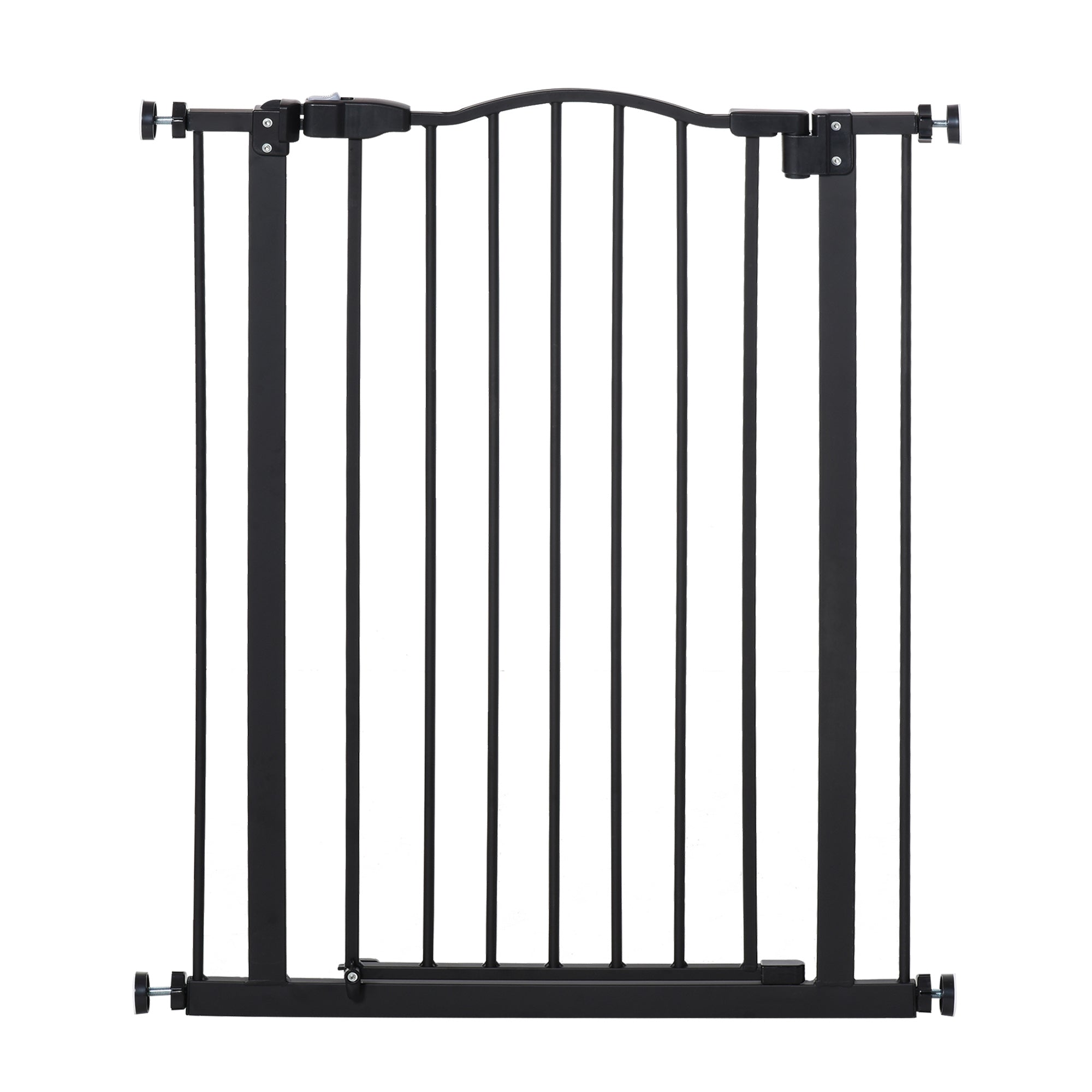 SDB 74-84cm Adjustable Metal Pet Gate Safety Barrier w/ Auto-Close Door Black
