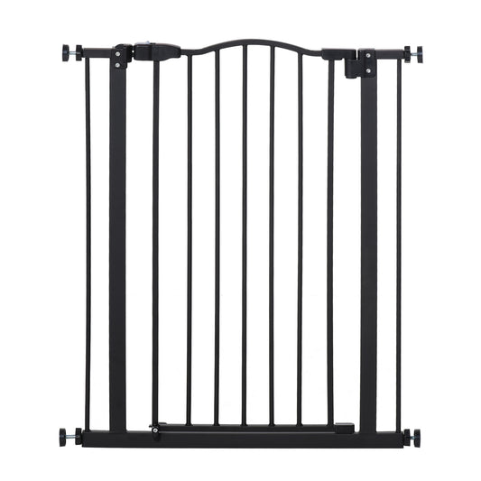 SDB 74-84cm Adjustable Metal Pet Gate Safety Barrier w/ Auto-Close Door Black