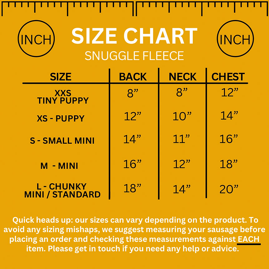 XXS Tiny Puppy Snuggle Dachshund Fleece - 20cm / 8inch Back | Sausage Dog Box