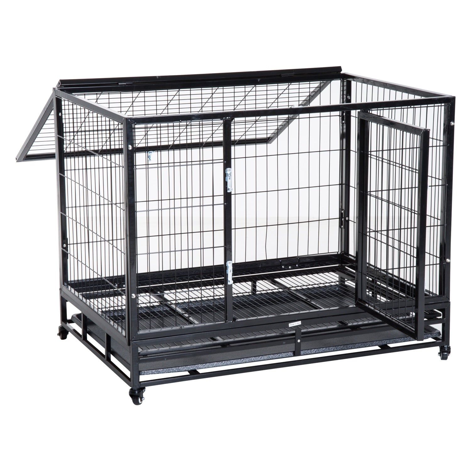 Sausage Dog Box Outdoor Metal Cage Crate With Wheels and Tray