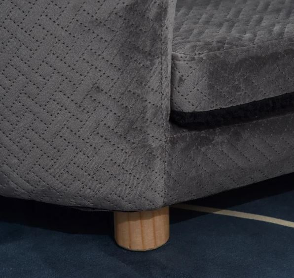 Sausage Dog Box Liliana Velvet Grey Sofa Bed