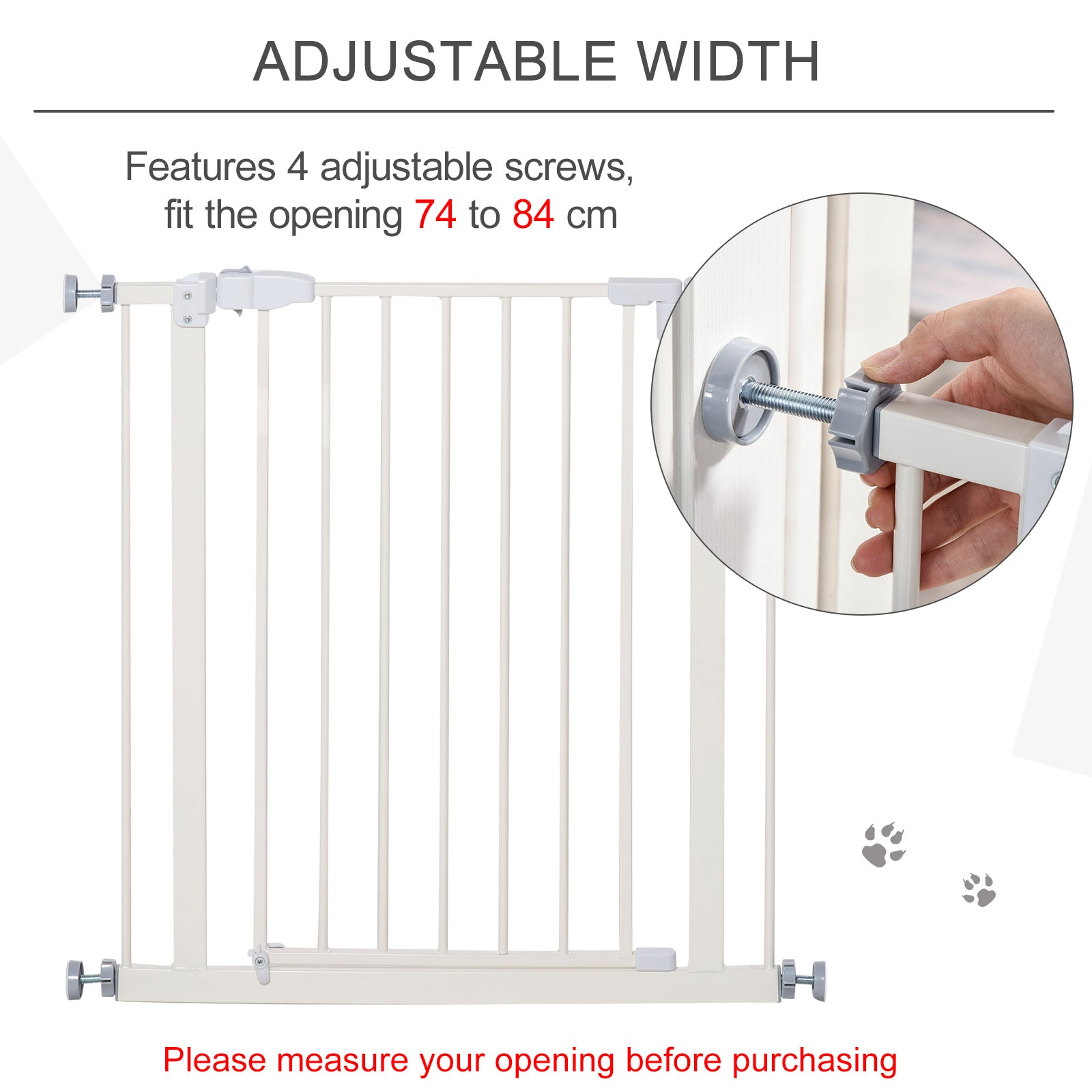 SDB Pet Safety Gate Pressure Fitted Stair Barrier w/ Auto-Close Double Lock