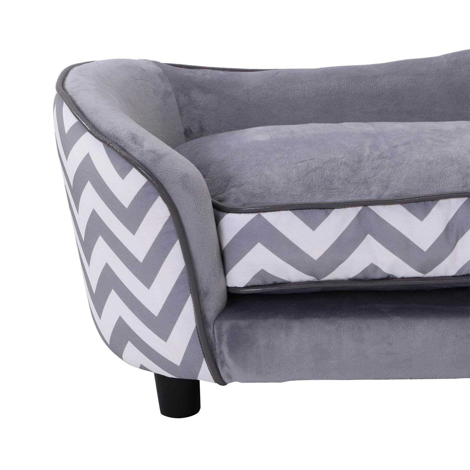 Sausage Dog Box Zig Zag Pet Sofa Grey