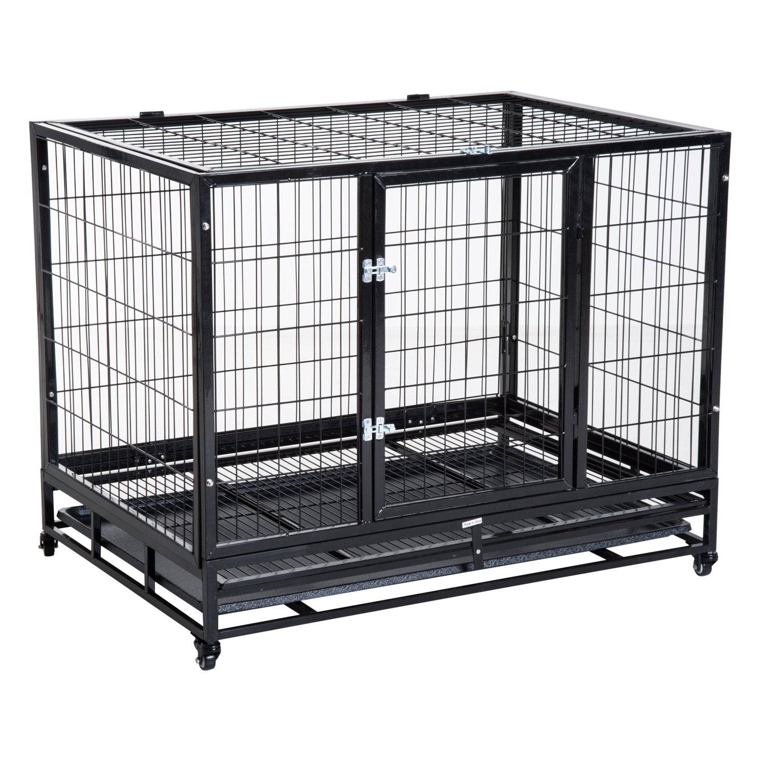 Sausage Dog Box Outdoor Metal Cage Crate With Wheels and Tray