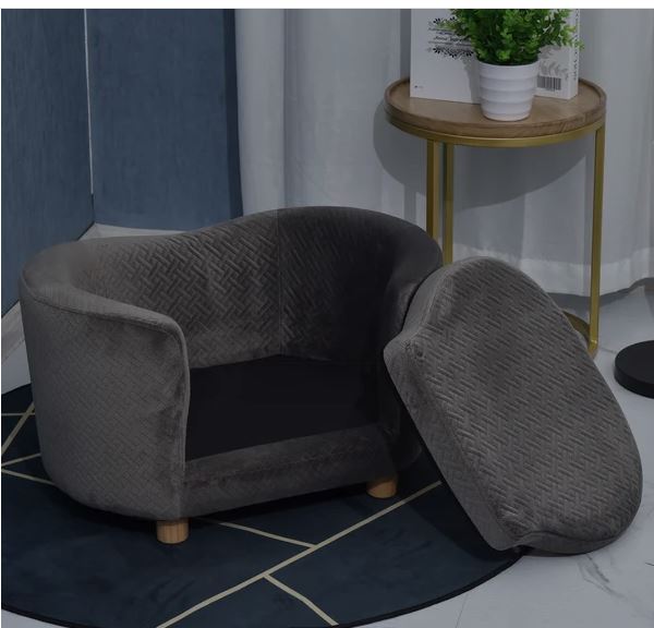 Sausage Dog Box Liliana Velvet Grey Sofa Bed
