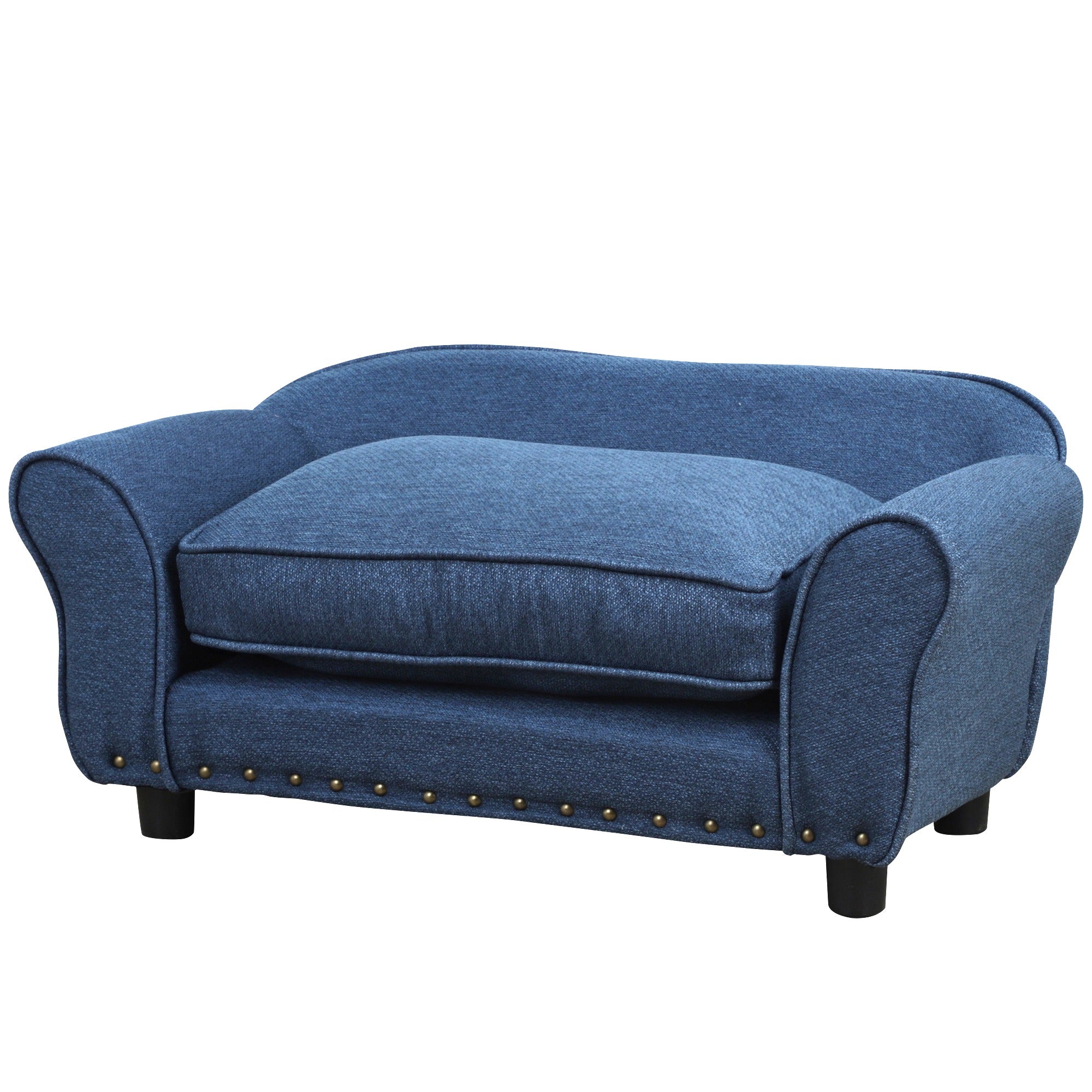 Sausage Dog Box Navy Linen Elevated Sofa Bed Couch