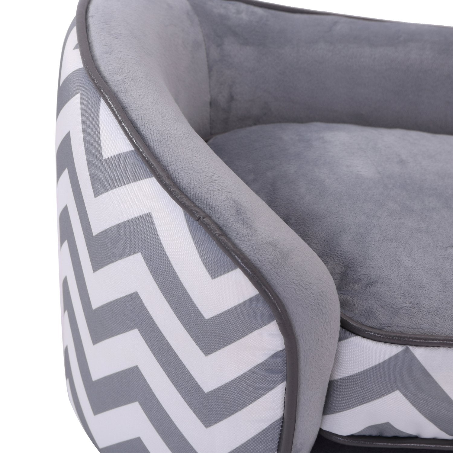 Sausage Dog Box Zig Zag Pet Sofa Grey