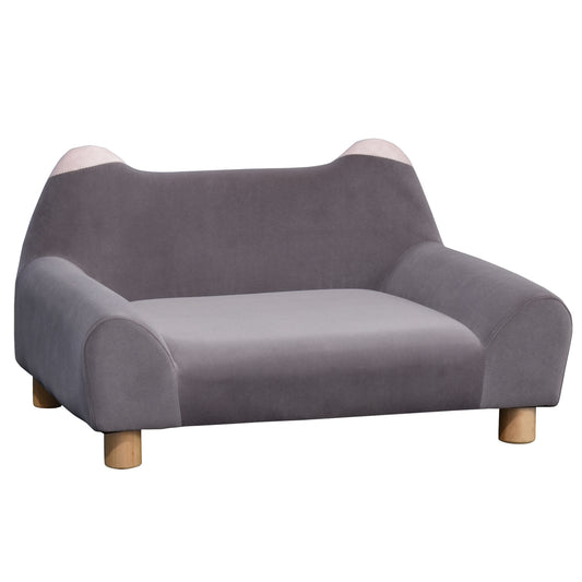 Sausage Dog Box Velvet Feel Sofa Bed Grey Pink Ears