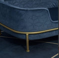Load image into Gallery viewer, Sausage Dog Box, Dachshund Amity Blue/Gold Luxury Velvet Dog Bed Sofa
