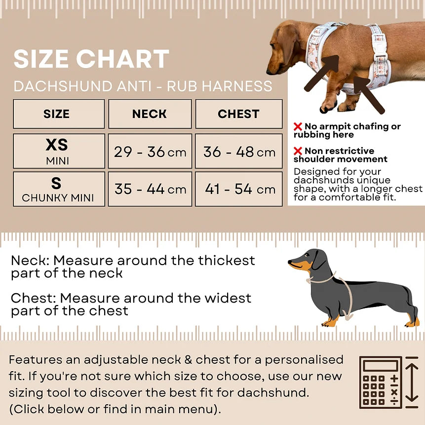 Dachshund Wonderland Anti-Rub Sausage Dog Harness