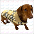 Load image into Gallery viewer, Sausage Dog Box Dachshund Reversible Plaid Coat Beige

