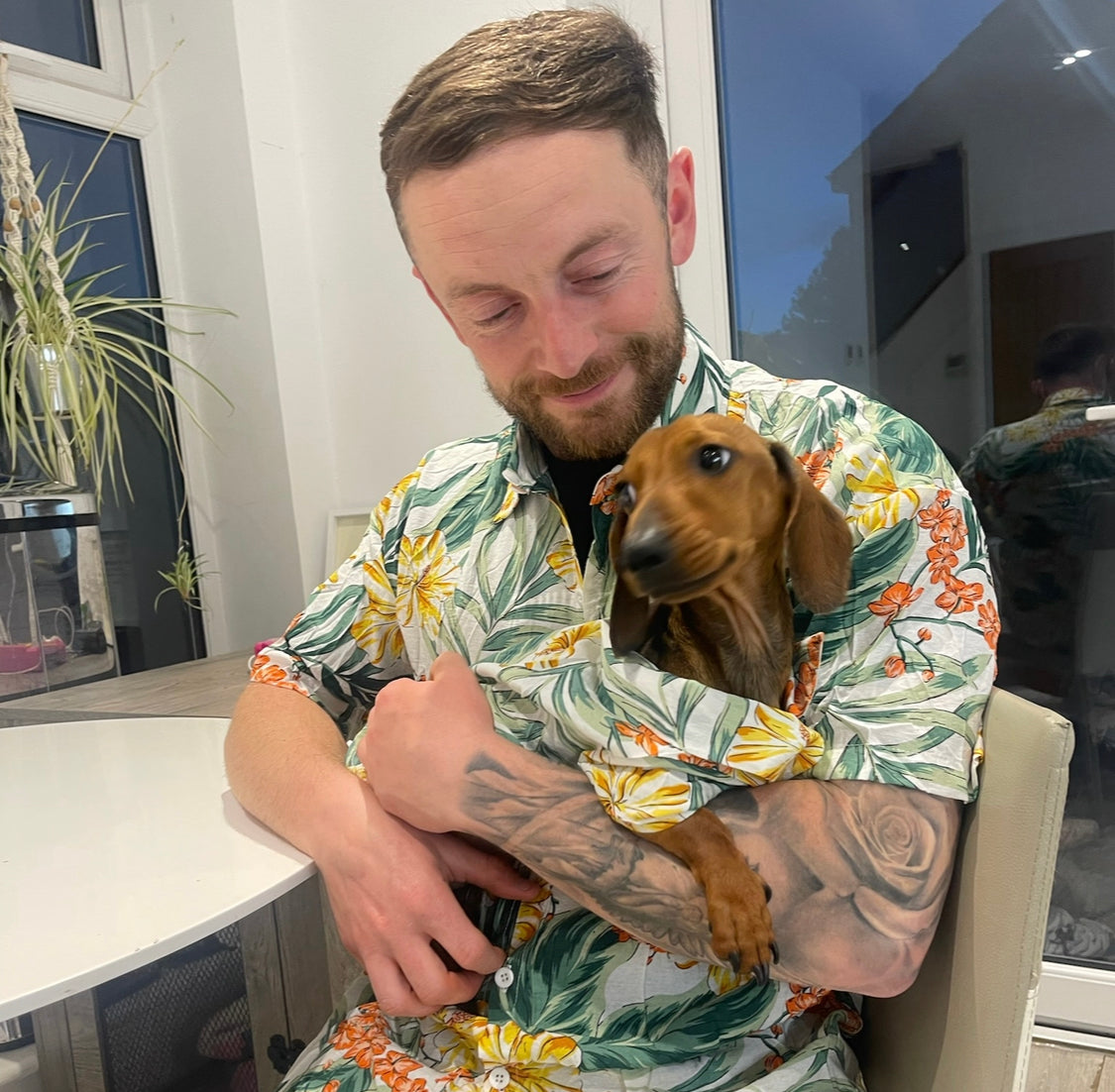 Sausage Dog Box Hooman Dad Men’s Hawaiian Shirt