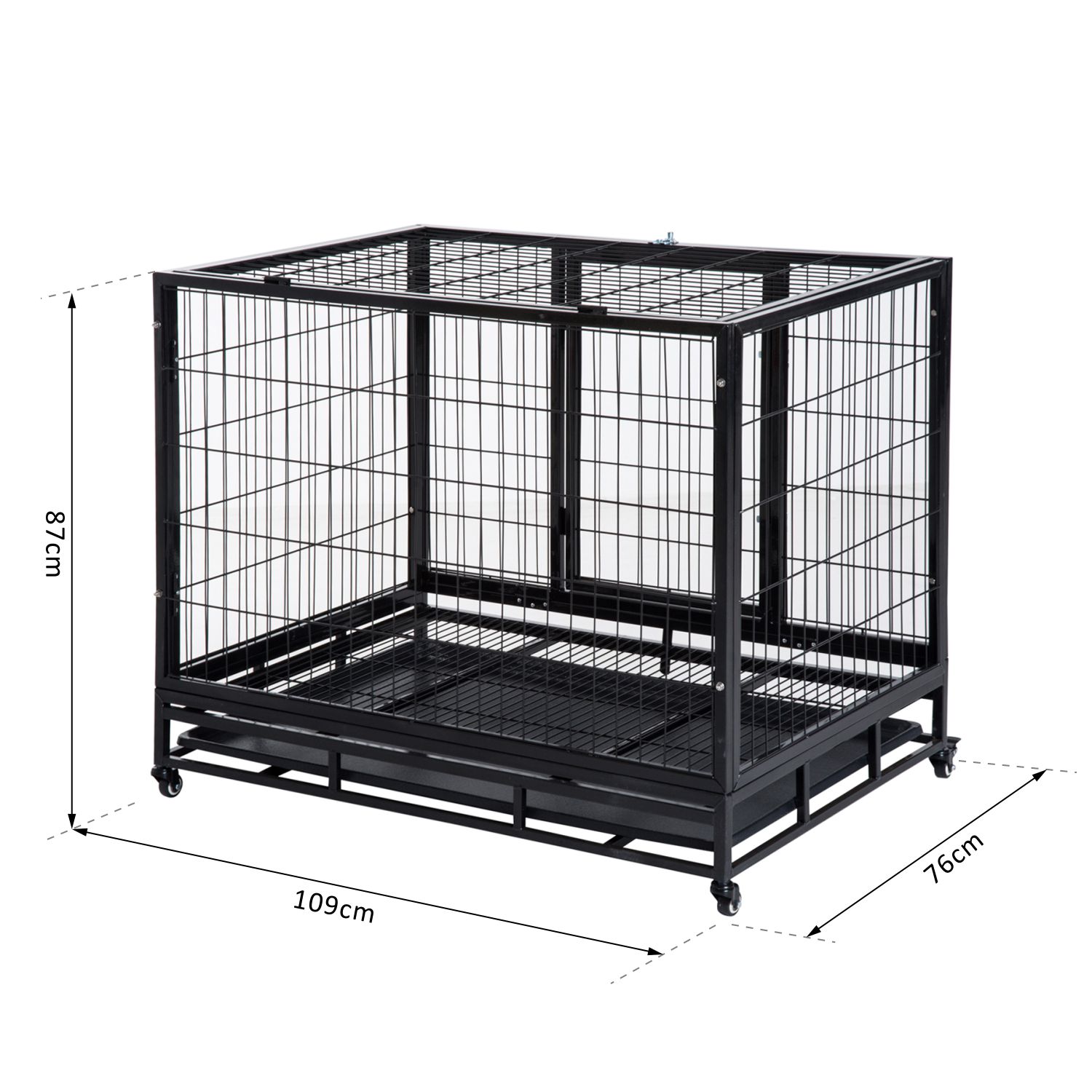 Sausage Dog Box Outdoor Metal Cage Crate With Wheels and Tray