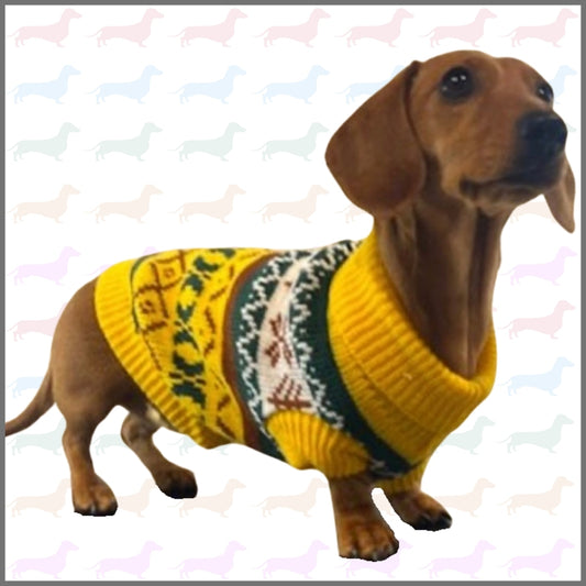 Mustard Dachshund Grandpa Sweater