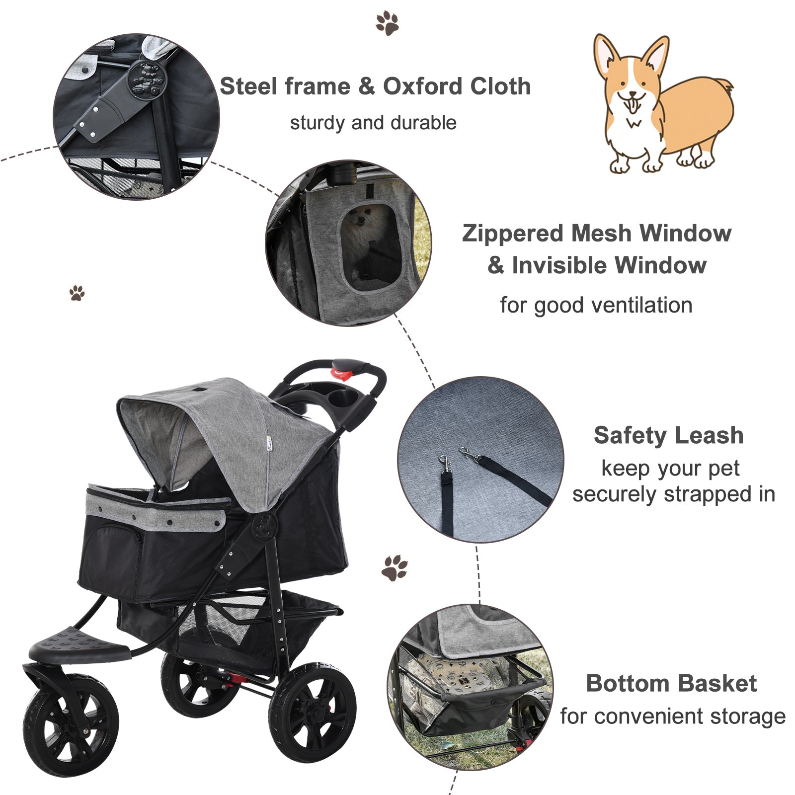 Dachshund Pram Travel Stroller / Dog Pushchair