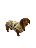 Load image into Gallery viewer, Sausage Dog Box Dachshund Reversible Plaid Coat Beige
