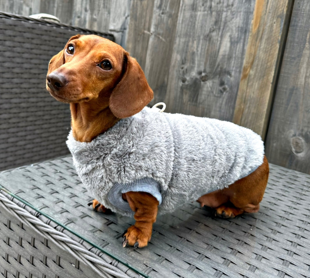 Silvery Grey Dachshund Snuggle Fleece - Sausage Dog Box Jumper