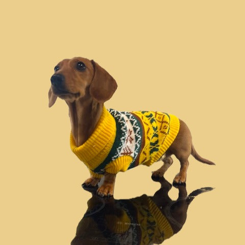 Mustard Dachshund Grandpa Sweater