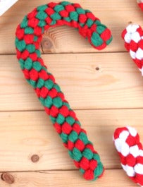 Sausage Dog Box Christmas Candy Cane Rope Toy
