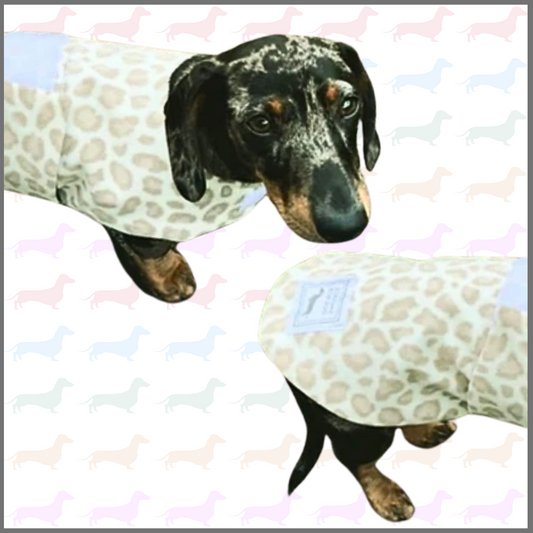 Sausage Dog Box Waterproof Designer Fleece Coat - Snow Leopard