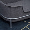 Load image into Gallery viewer, Sausage Dog Box, Dachshund Amity Grey/Silver Luxury Velvet Dog Bed Sofa
