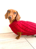 Load image into Gallery viewer, Sausage Dog Box Cosy Burgundy Cable Knit Dachshund Jumper
