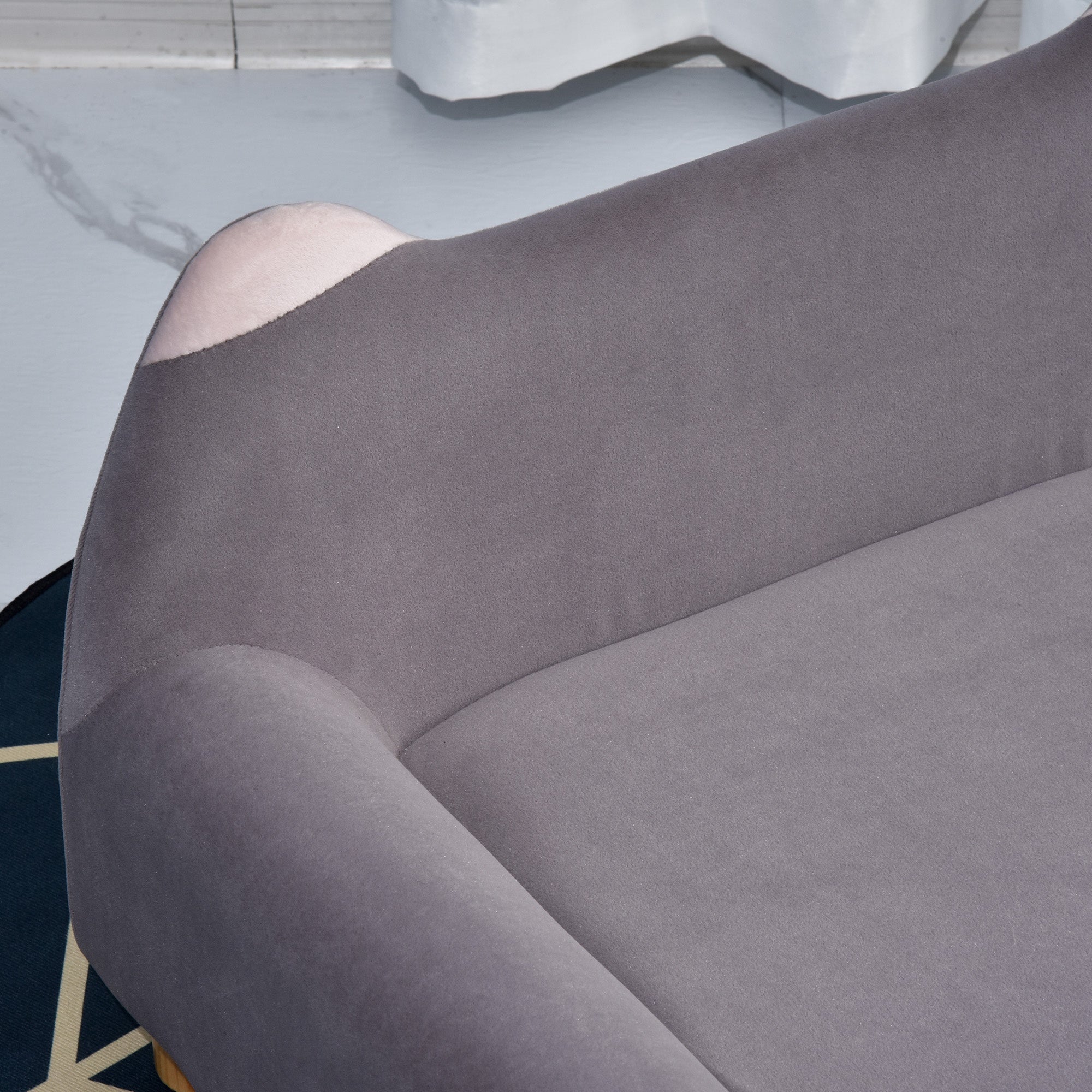Sausage Dog Box Velvet Feel Sofa Bed Grey Pink Ears