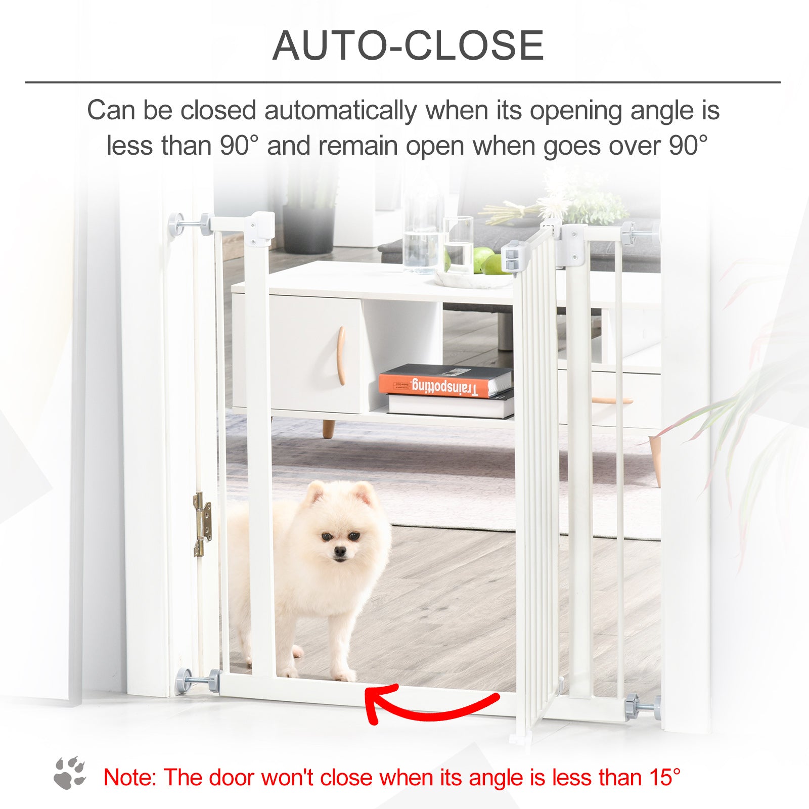 SDB Pet Safety Gate Pressure Fitted Stair Barrier w/ Auto-Close Double Lock