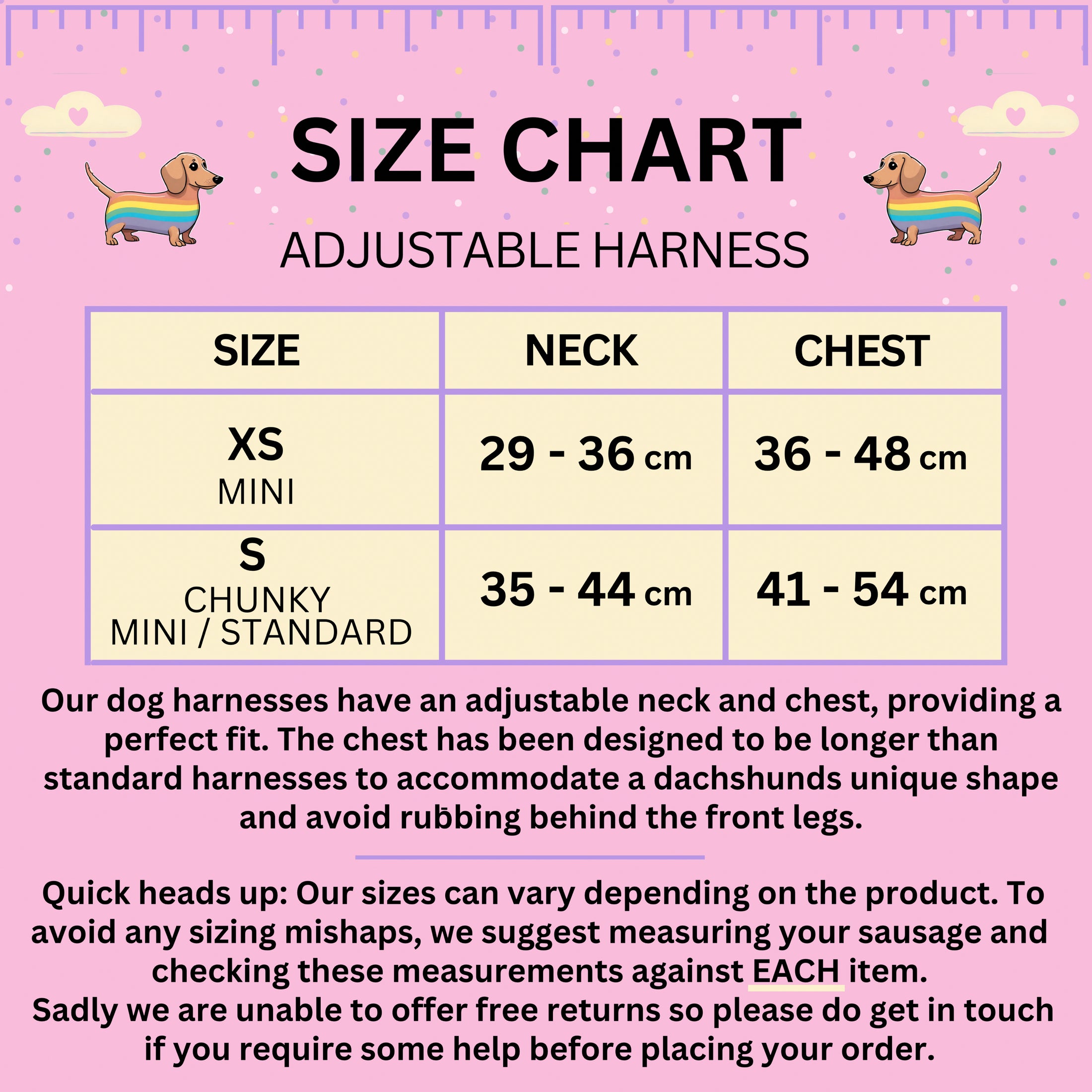 Anti-Rub Harness Designed For Dachshunds - Chasing Rainbows