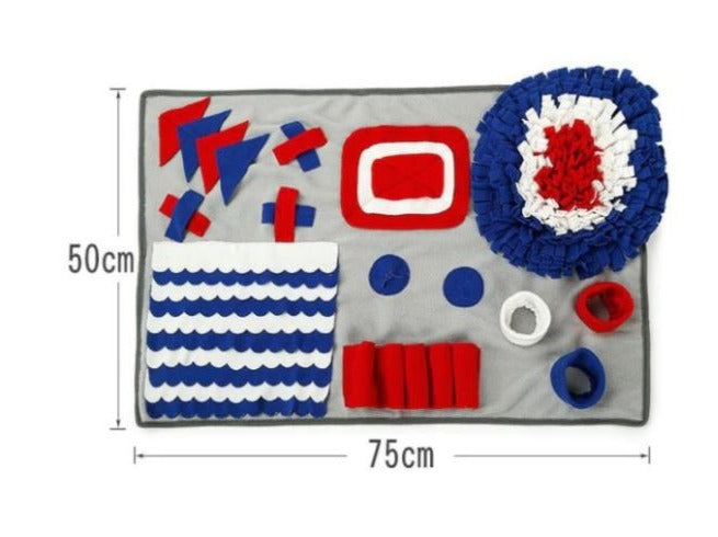 Sausage Dog Box XL Blue, White & Red Snuffle Mat