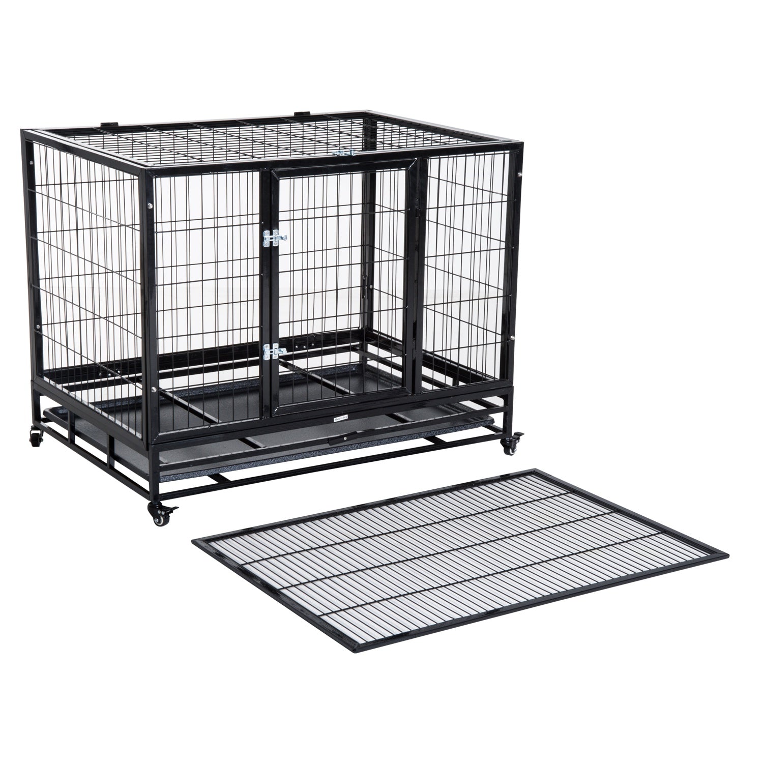 Sausage Dog Box Outdoor Metal Cage Crate With Wheels and Tray
