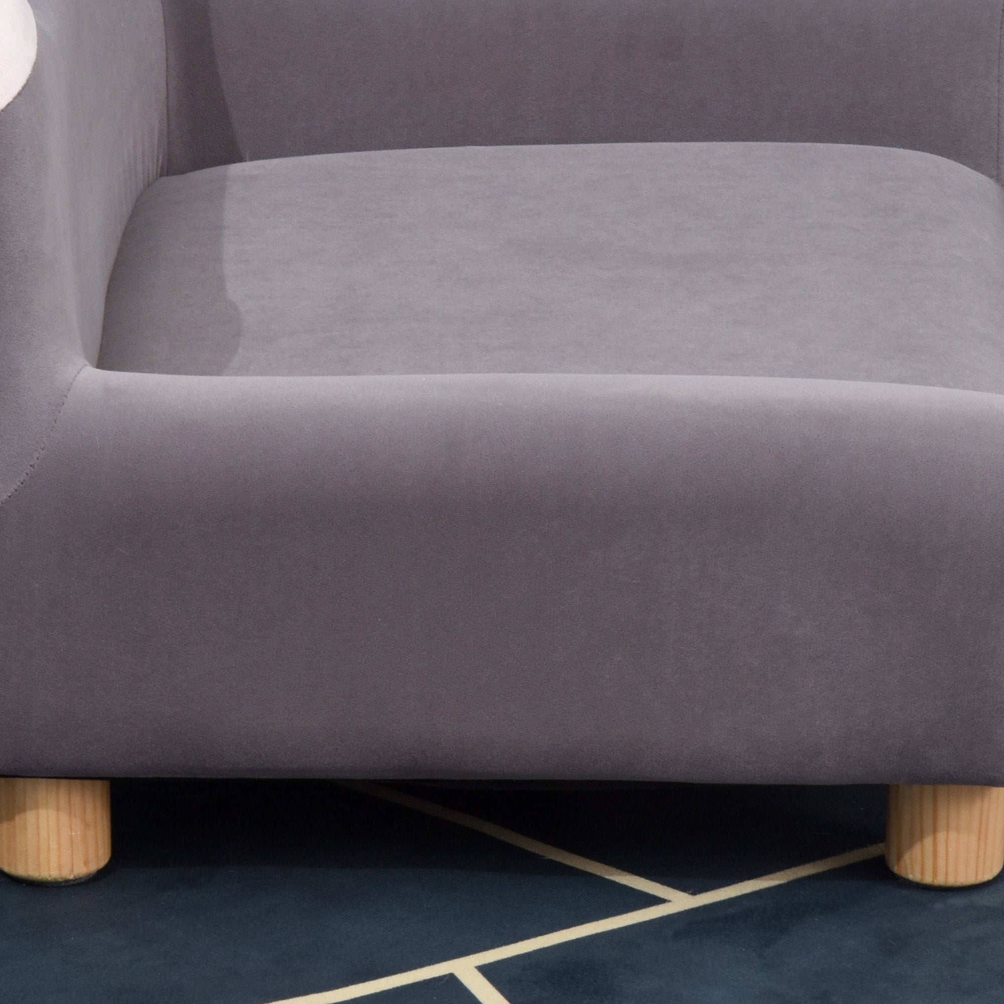 Sausage Dog Box Velvet Feel Sofa Bed Grey Pink Ears