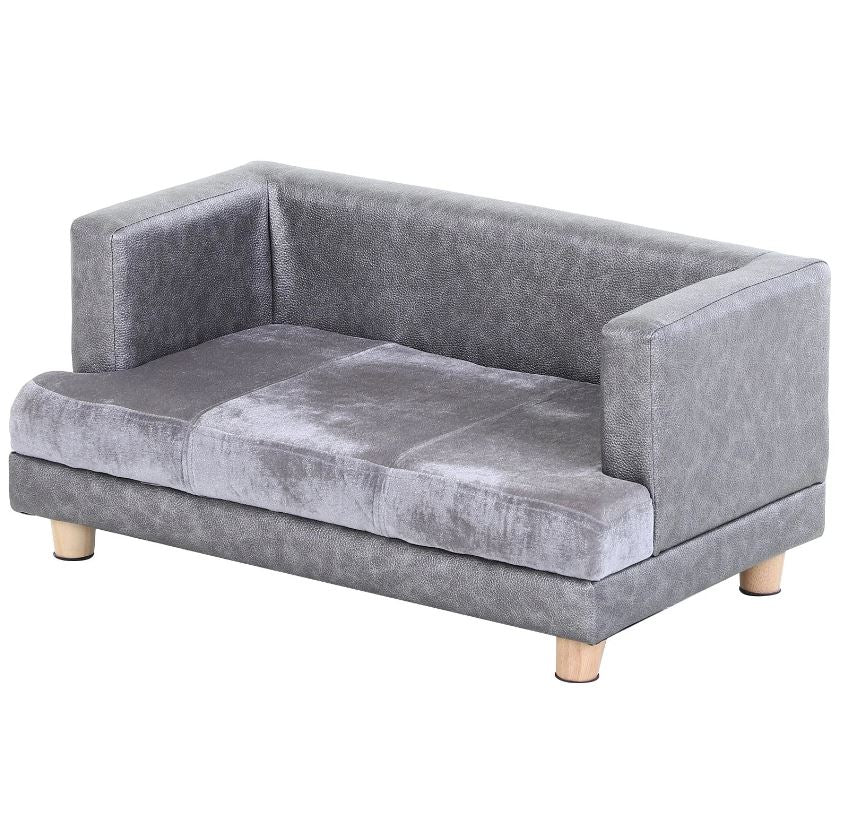 Sausage Dog Box Luxury Grey Leather Look Sofa Bed