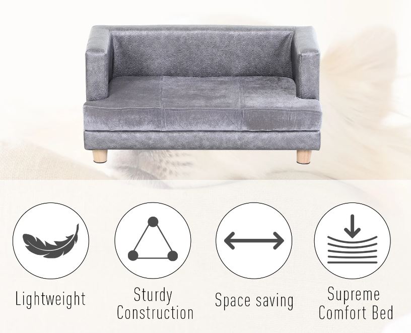Sausage Dog Box Luxury Grey Leather Look Sofa Bed